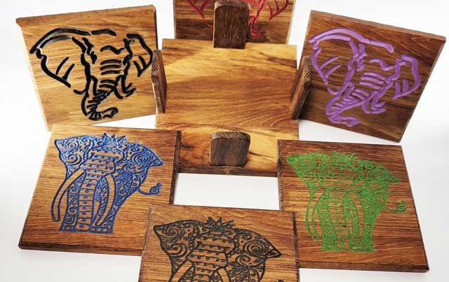 Elephant-patterned-coasters-closeup